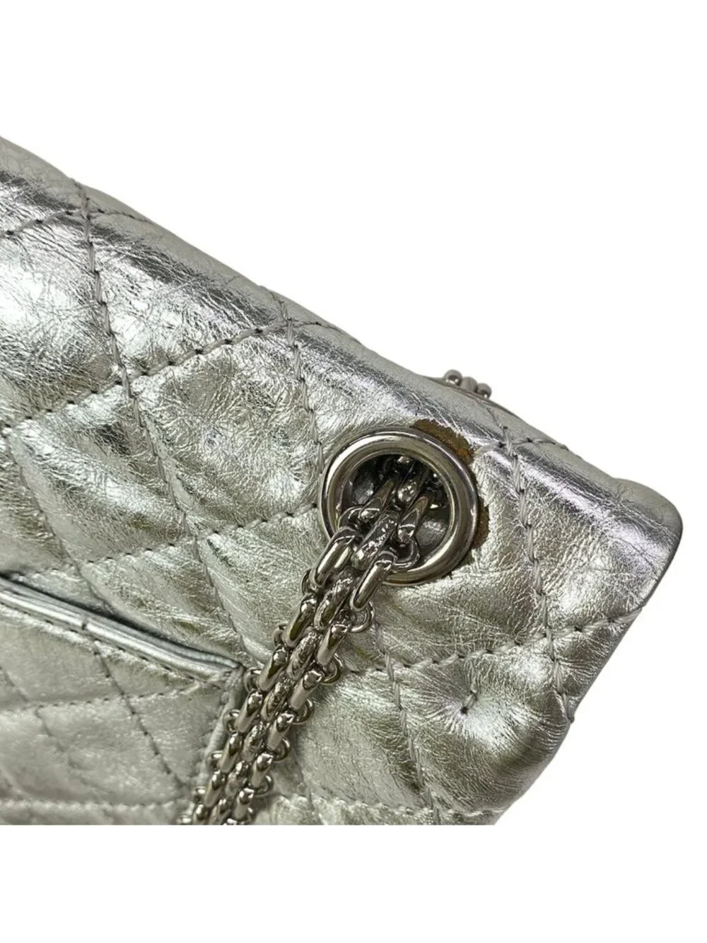 Chanel Shoulder Bag 2.55 Quilted Silver Mademoiselle Chain Lambskin